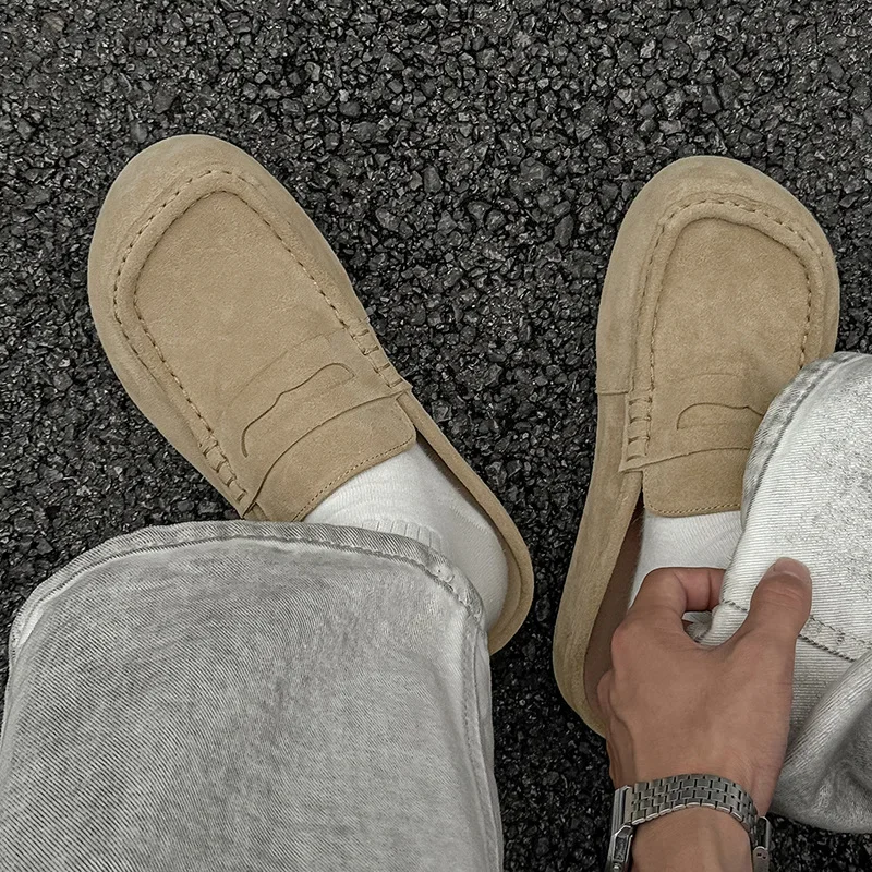 Men's Fashionable Soft Sole Slip in Half Slipper, Spring and Summer Fashionable Sole, Casual Sports Shoes, Suede Leather Surface