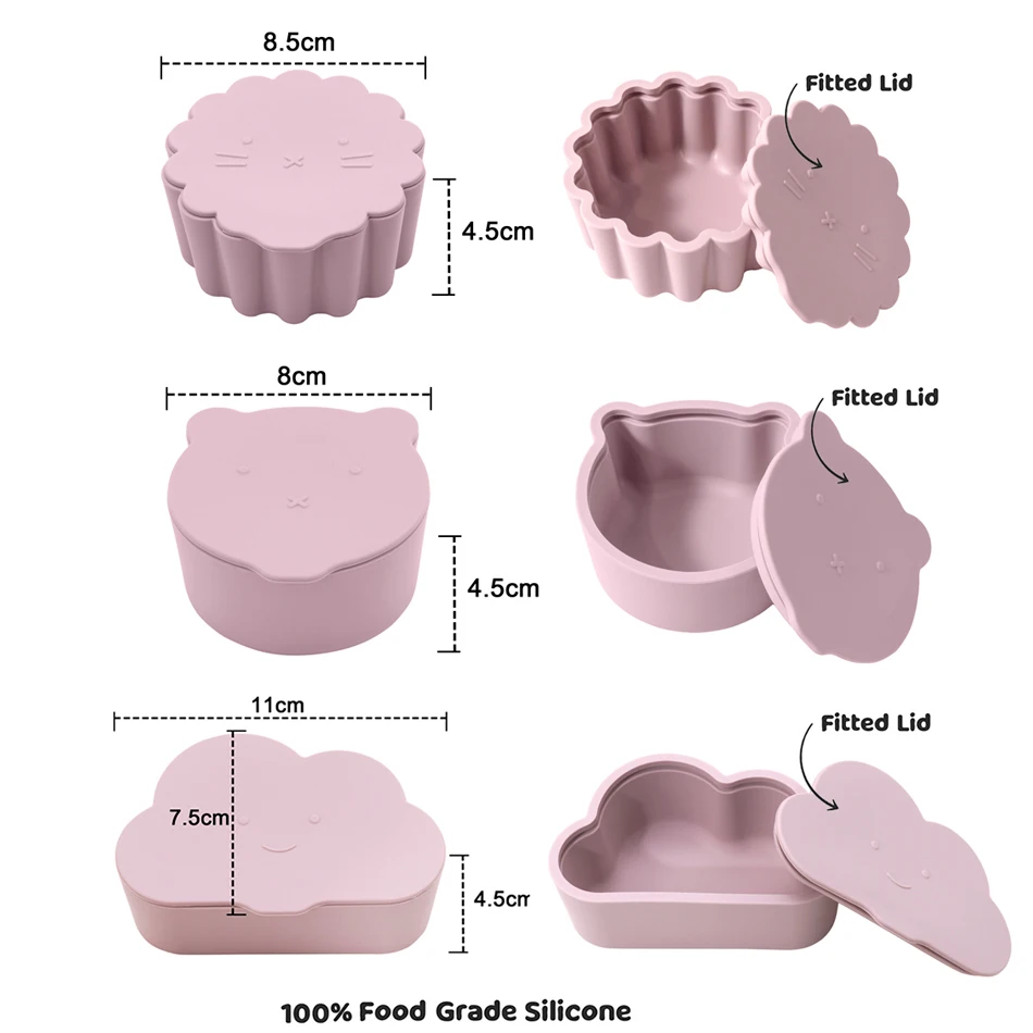 Silicone Baby Snack Box Kids Solid Color Silicone Food Box Baby Portable Feeding Food Baby Snack Container With Lid Baby Stuff