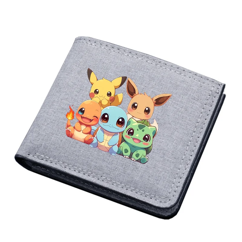 Anime Pokemons Wallet Printed Card Holder Foldable Coin Purse Men Trendy Cool Portable Storage Short Wallets Women Birthday Gift view 4