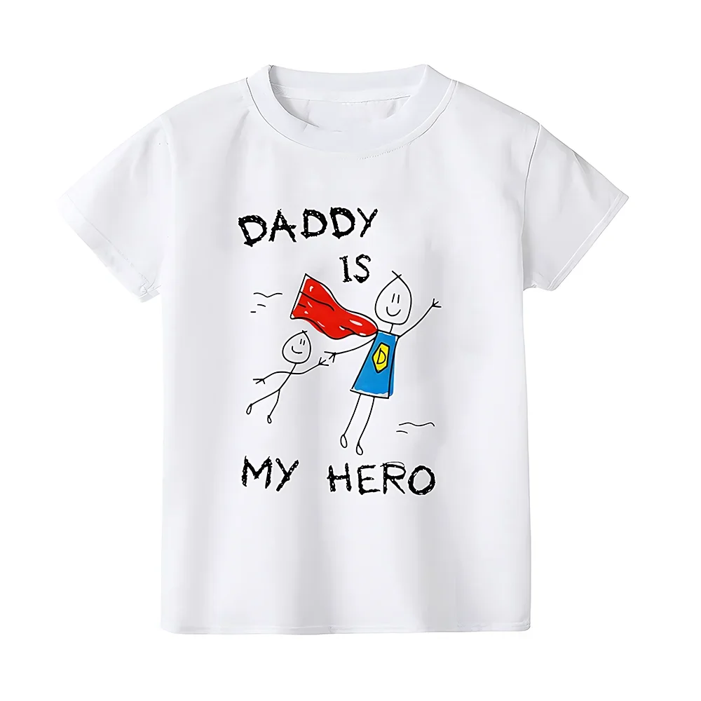 Daddy Is My Hero Boy Girl Kids T-Shirt Toddler Short Sleeve Tshirt Children Casual Tops Youth & Toddler Kids Father's Day Shirts