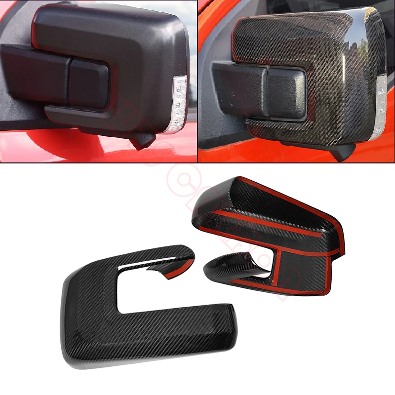 

Real Carbon Fiber Rearview Mirror Cover Wing Side Mirror Cap Car Accessories For Ford Raptor F150 2021up