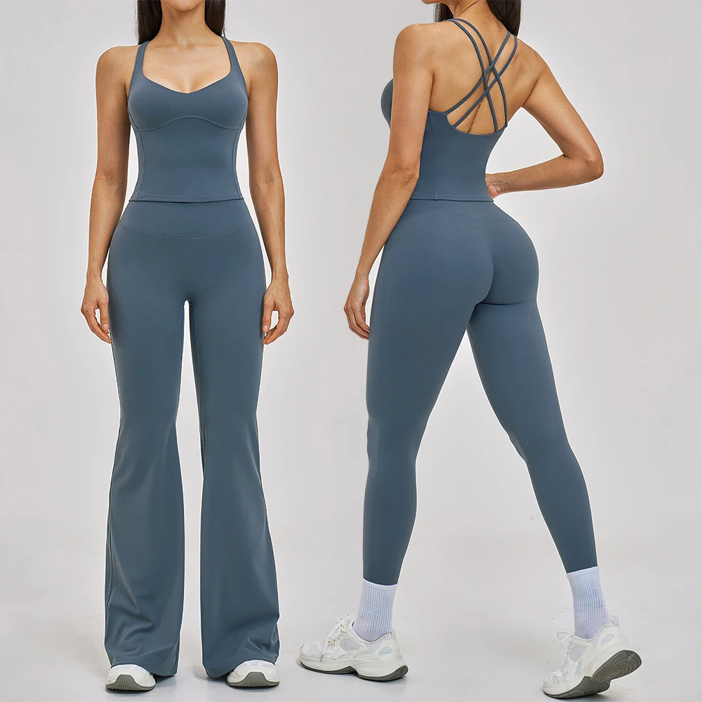 

Women Tracksuit 2PCS Yoga Set Athletic Wear Gym Clothing Fitness Outfits Workout Set Sportswear High Waist Leggings Sports Suits