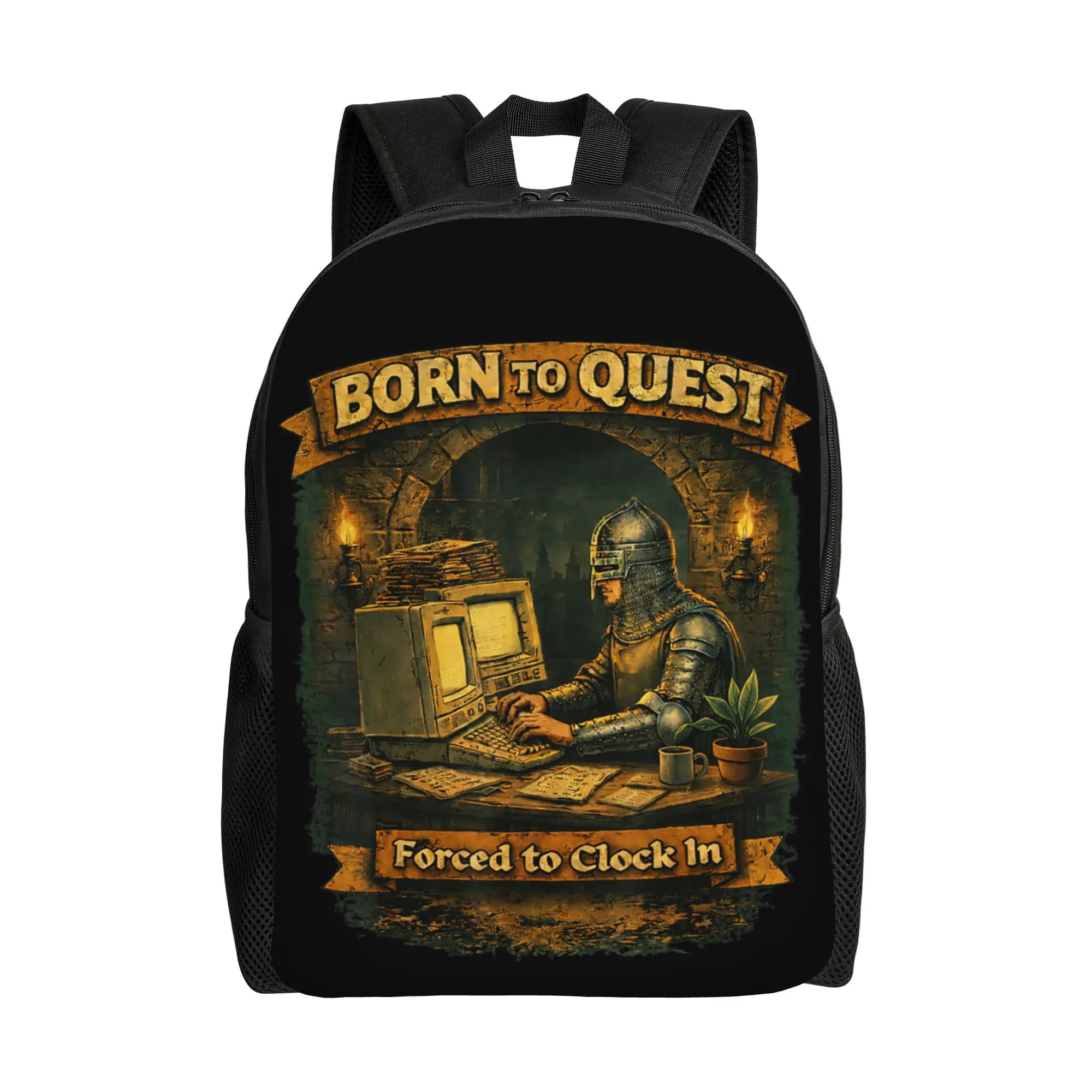 

Рюкзак Born to Quest Forced to Clock in Teenage Backpack: легкий, для школы, путешествий, игр, мемов, унисекс, для ноутбука, на плечо