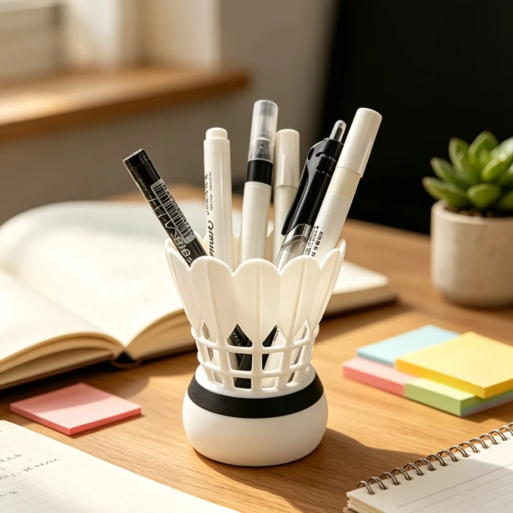Badminton Appearance Pen Holder Decorative Sculpture Suitable Office Study Use Exquisite Handicrafts Desktop Decoration Storage