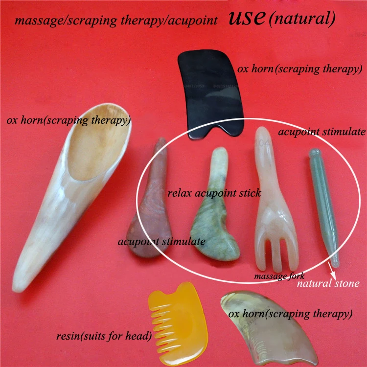 Pure natural materials massagers acupoint stimulate therapy natural ox horn&stone scraping therapy improves circulation massager