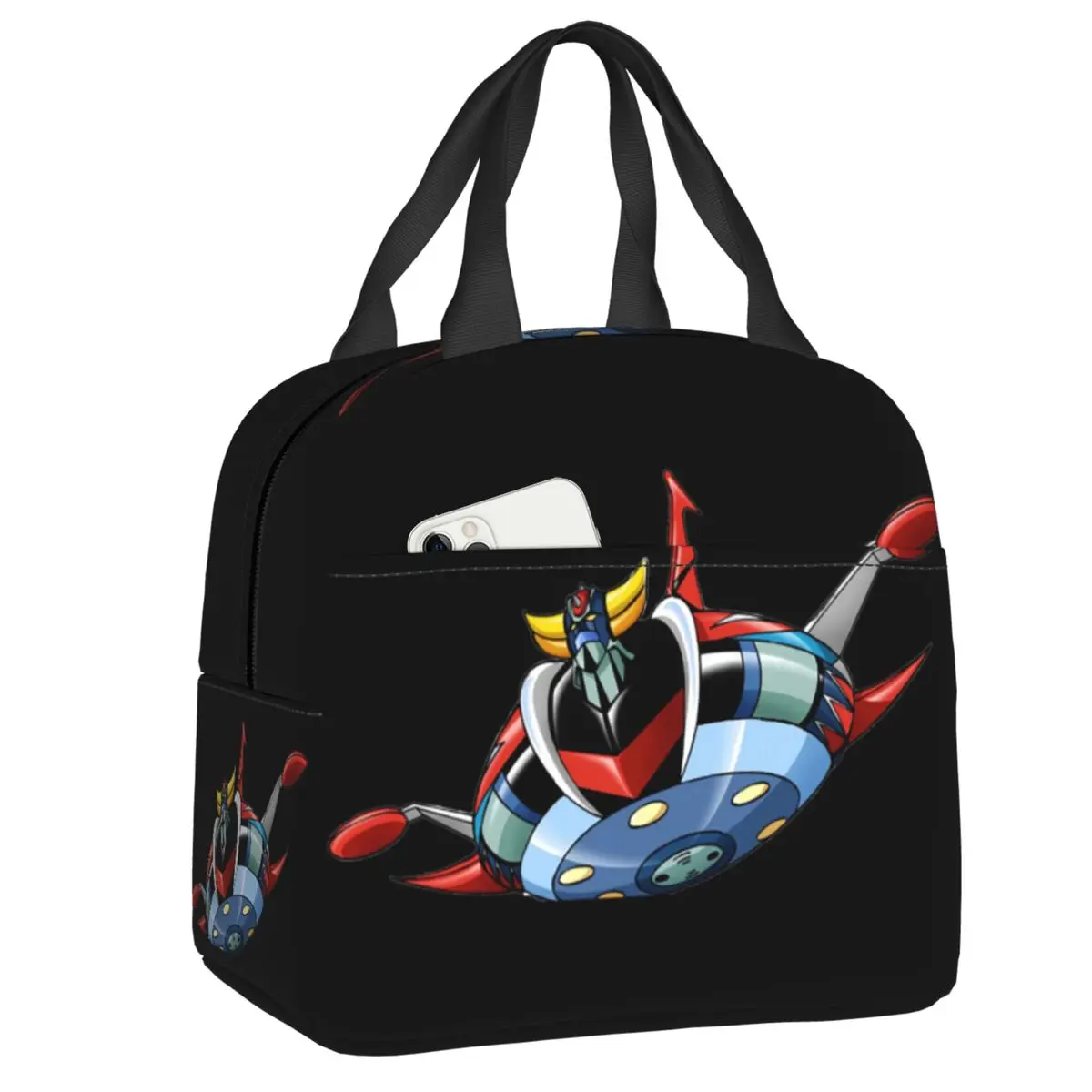 

Custom Ufo Robot Grendizer Goldrake Mazinger Z Insulated Lunch Bag for Work School Resuable Thermal Cooler Lunch Box Women Kids