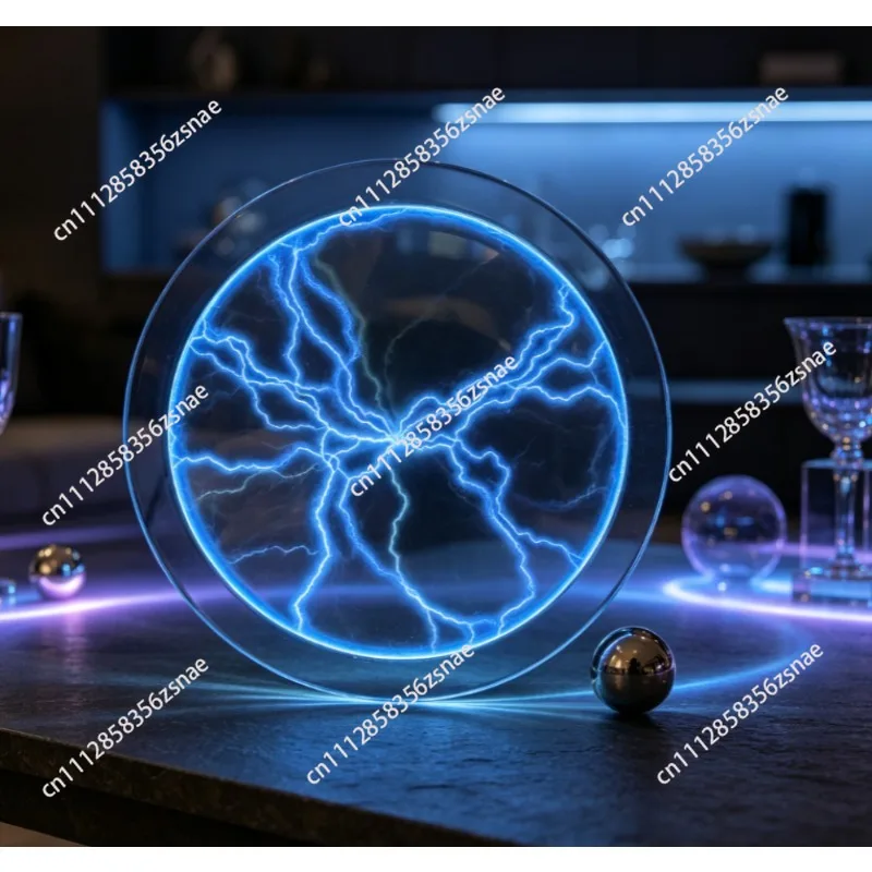12 Inch Glass Lightning Ion Disc, Plasma Magic Decorative Ornament for Home Display