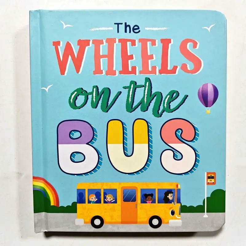 English version of children's cardboard nursery rhyme book The Wheels On the Bus