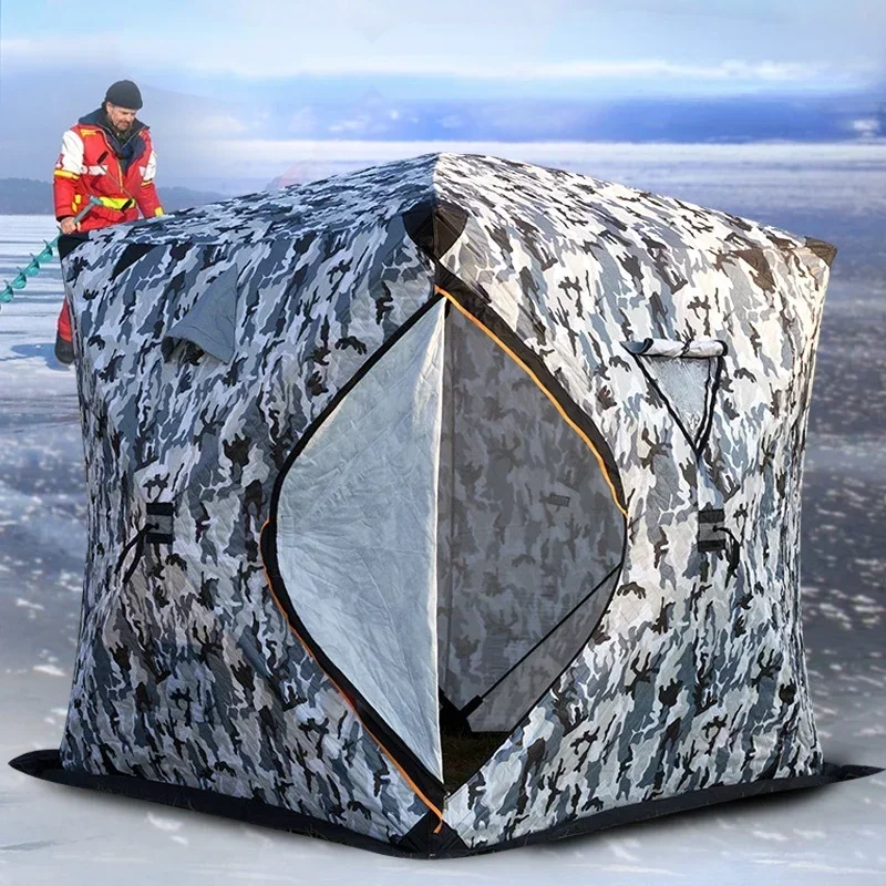 2-3 Person Winter Ice Fishing Tent 1515 Outdoor Camping Tent Cotton Beach Outdoor Portable Car Winter Fishing House Relief Tent