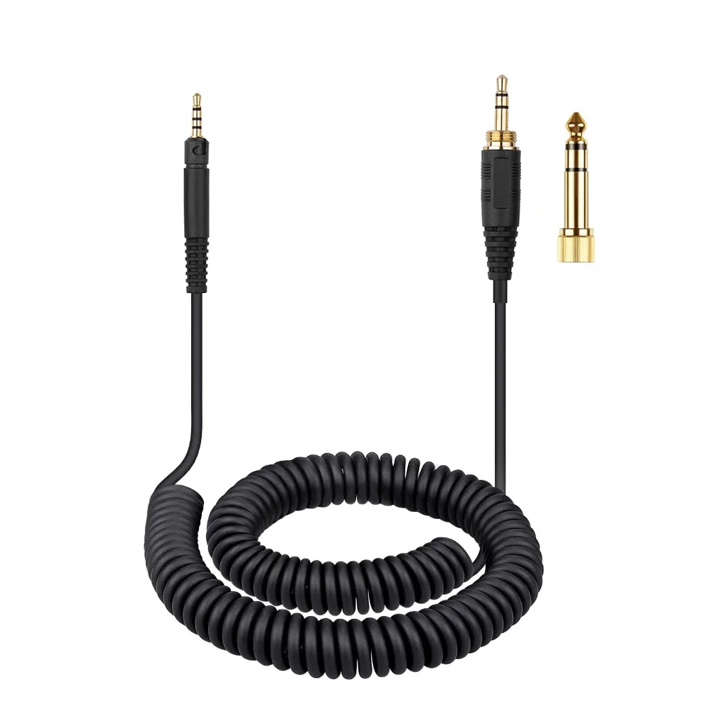 Replacement Spring Coiled 6.35mm Aux Cable Extension Cord for Yamaha PAC HPH-MT5 HPH-MT5W HPH-MT8 Headphones