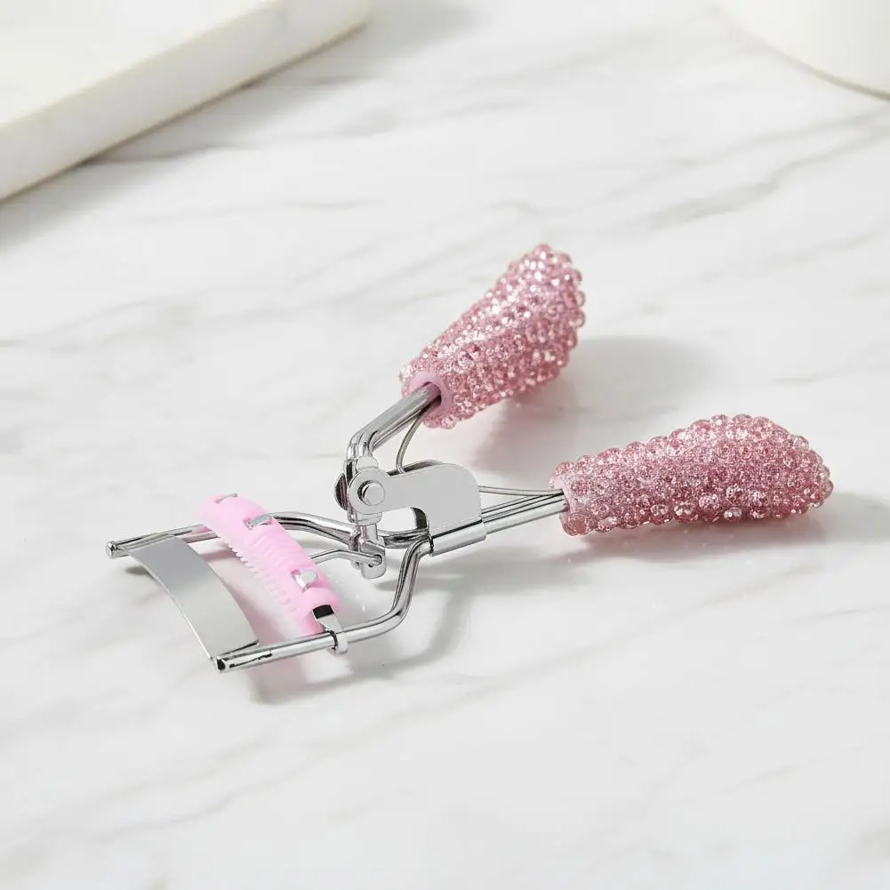 Pink Rhinestone Handle Eyelash Curler with Built-in Comb, Professional Lash Curler for All Eye Shapes, Eyelash Curly Tool