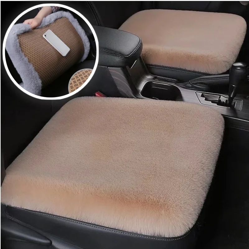 

Anti Slip Velvet Car Seat Cushion Winter Universal Car Interior Accessories Plush Faux Rabbit Fur Car Covers Cushion Protector