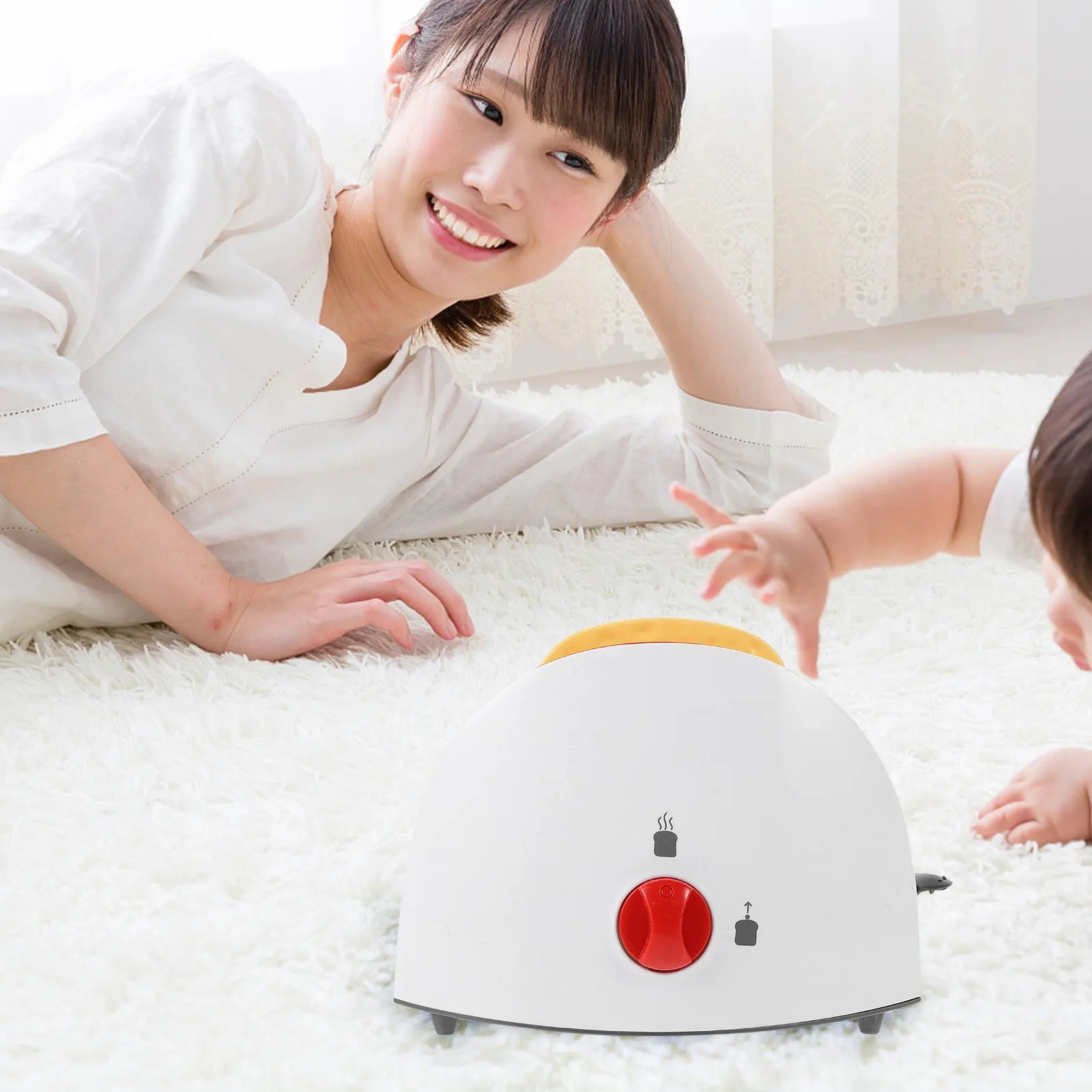 

1Pcs Bread Maker Simulated Cooking Appliance Red Educational Role-Playing Kitchen Supply for Kids Early Learning Imagination