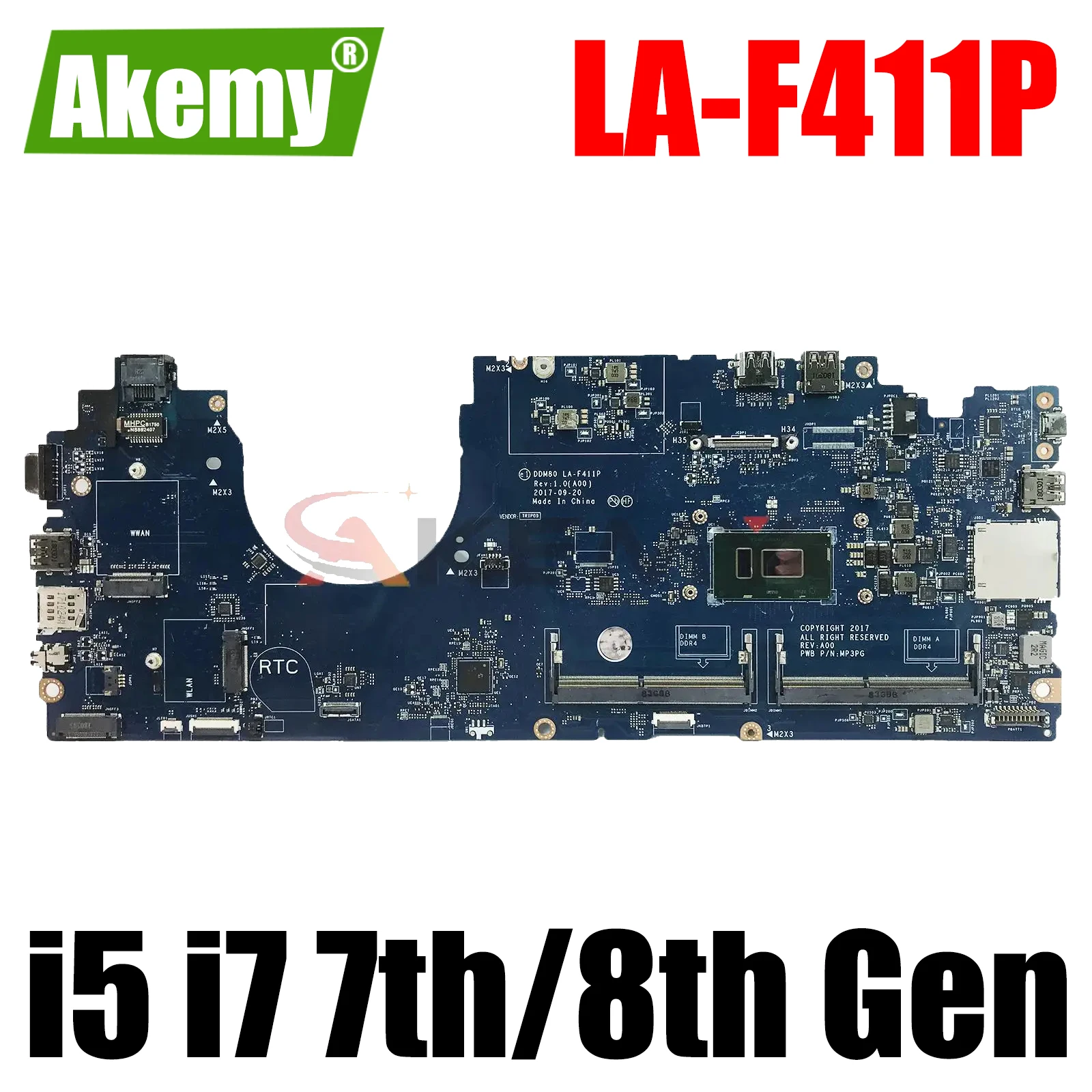 

Akemy LA-F411P Mainboard For Dell Latitude 15 5590 Laptop Motherboard DDM80 w/ i5 i7 7th Gen or 8th Gen CPU CN-04H855 0XPMY5