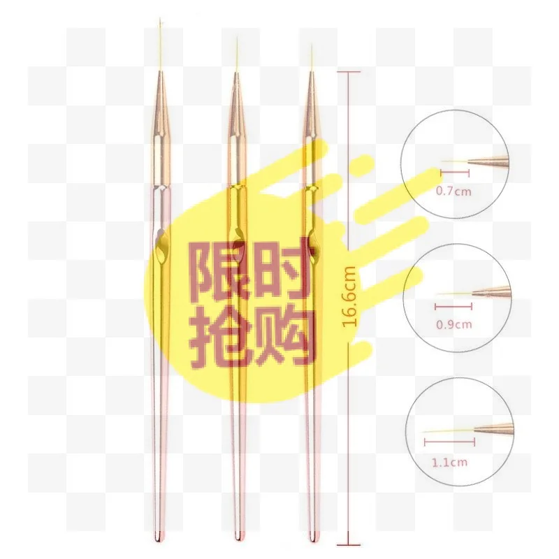 【HBA】3Pcs/Set Acrylic French Stripe Nail Art Line Painting Pen 3D Tips Manicure Slim Line Drawing Pen UV Gel Brushes Tools