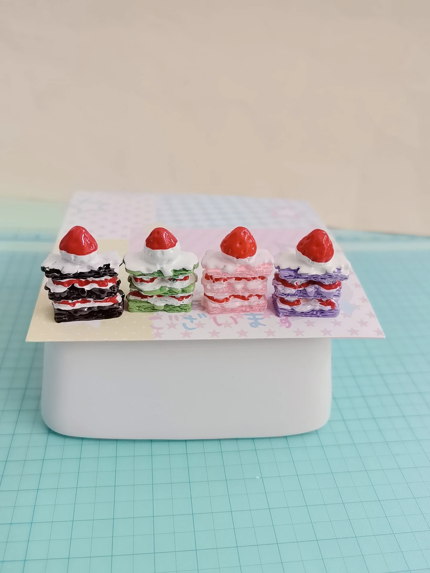 Strawberry Cake Series Miniature Flat Back Resin Cabochons for Hairpin Scrapbooking DIY Home Decor Craft Accessories