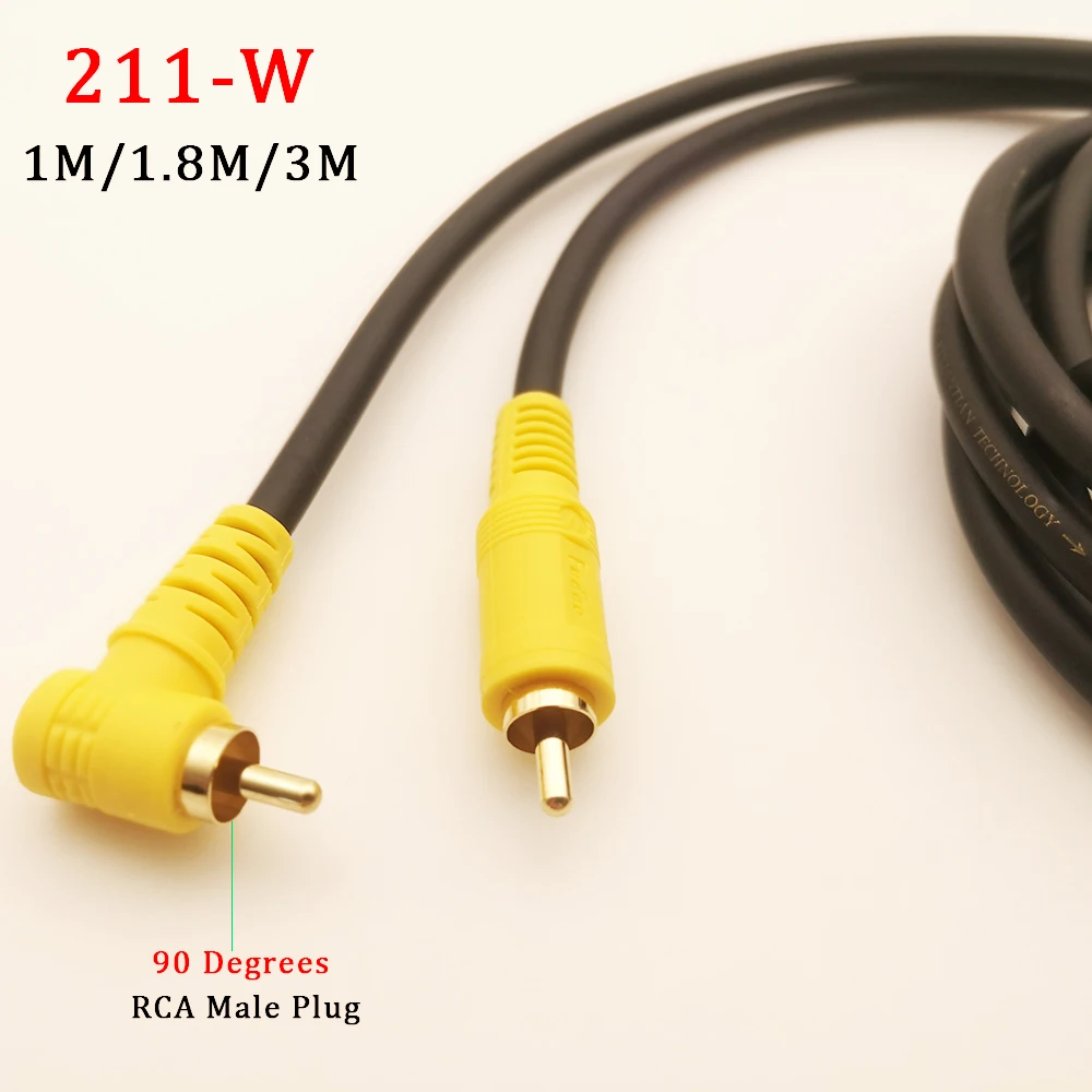 1-3M 90 Degree RCA Audio Speaker Hifi AV Cable Right Angle RCA TV 211 Male to Male Plug Digital Coaxial Subwoofer Extension Cord