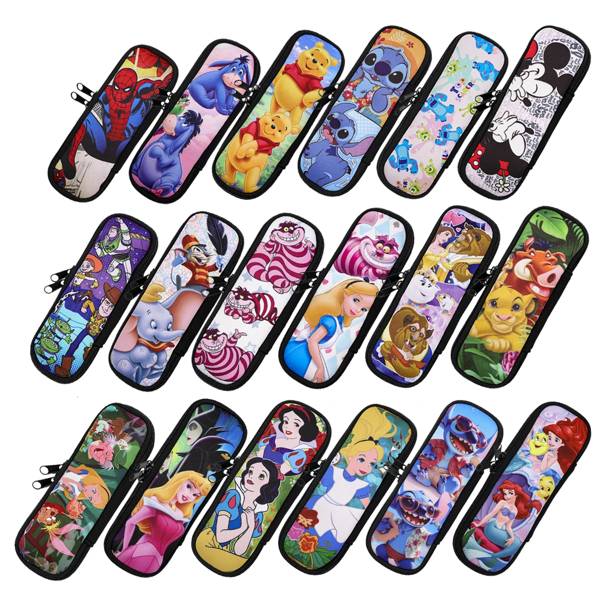 

Anime Movie Figures Pencil Cases Cartoon Stitch Pen Bags Zipper Multifunctional Storage Bag Students Stationery Office Supplies