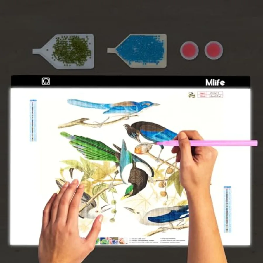 LED Light Pad for Diamond Art Painting Light Board with 3 Brightness Tracing Light Board with USB Cable and 4 Fasten Clips for