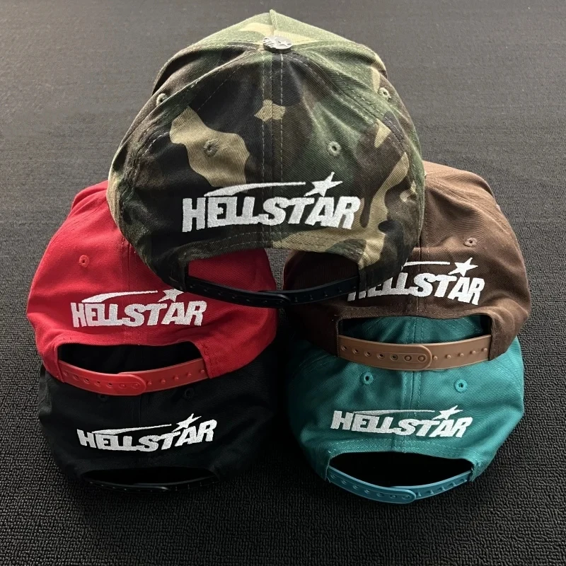 Hellstar Snapback Rhinestone Logo Hats Fashion Embroidered Baseball Cap Men Women Summer Adjustable Trucker Hat High Quality