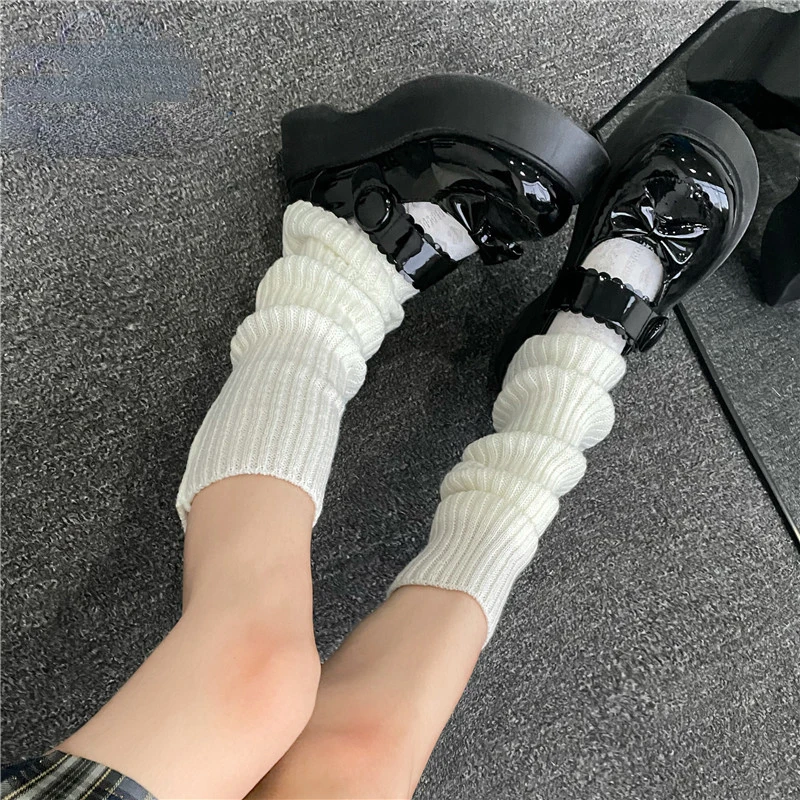 Solid Color Y2K Leg Warmers For Women Lolita Japanese Style Warm Thicken Socks Over Keen Autumn Winter Slimming Heap Heap Socks