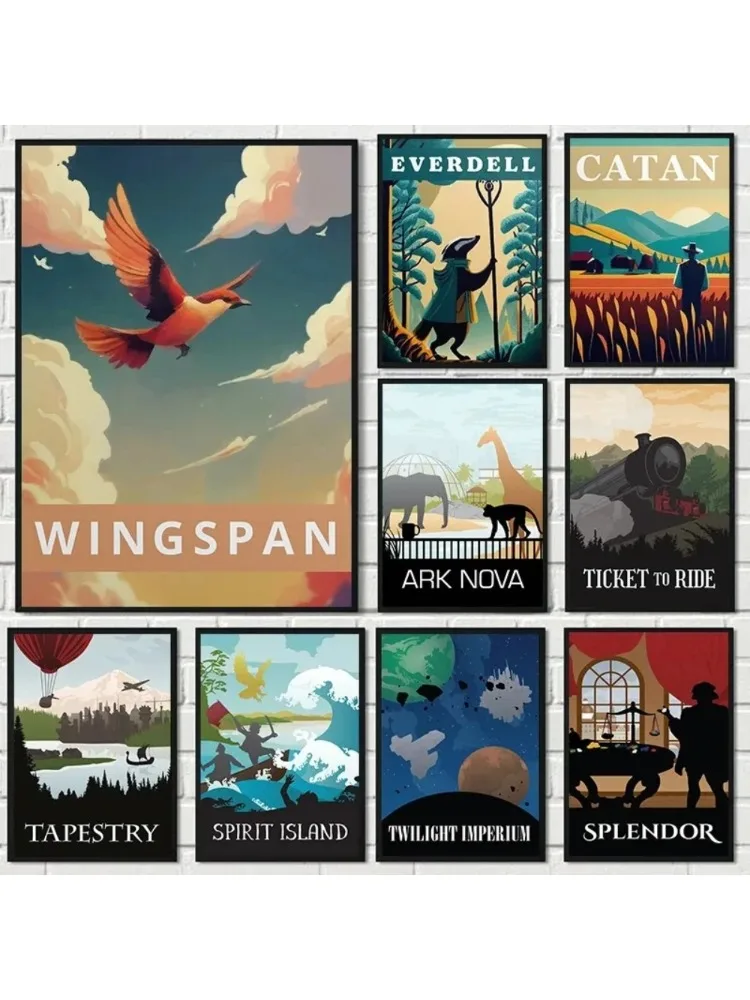 Affiche minimaliste de jeu de société rétro, peinture sur toile, images d'art murales, décoration de maison pour salle de Gamer