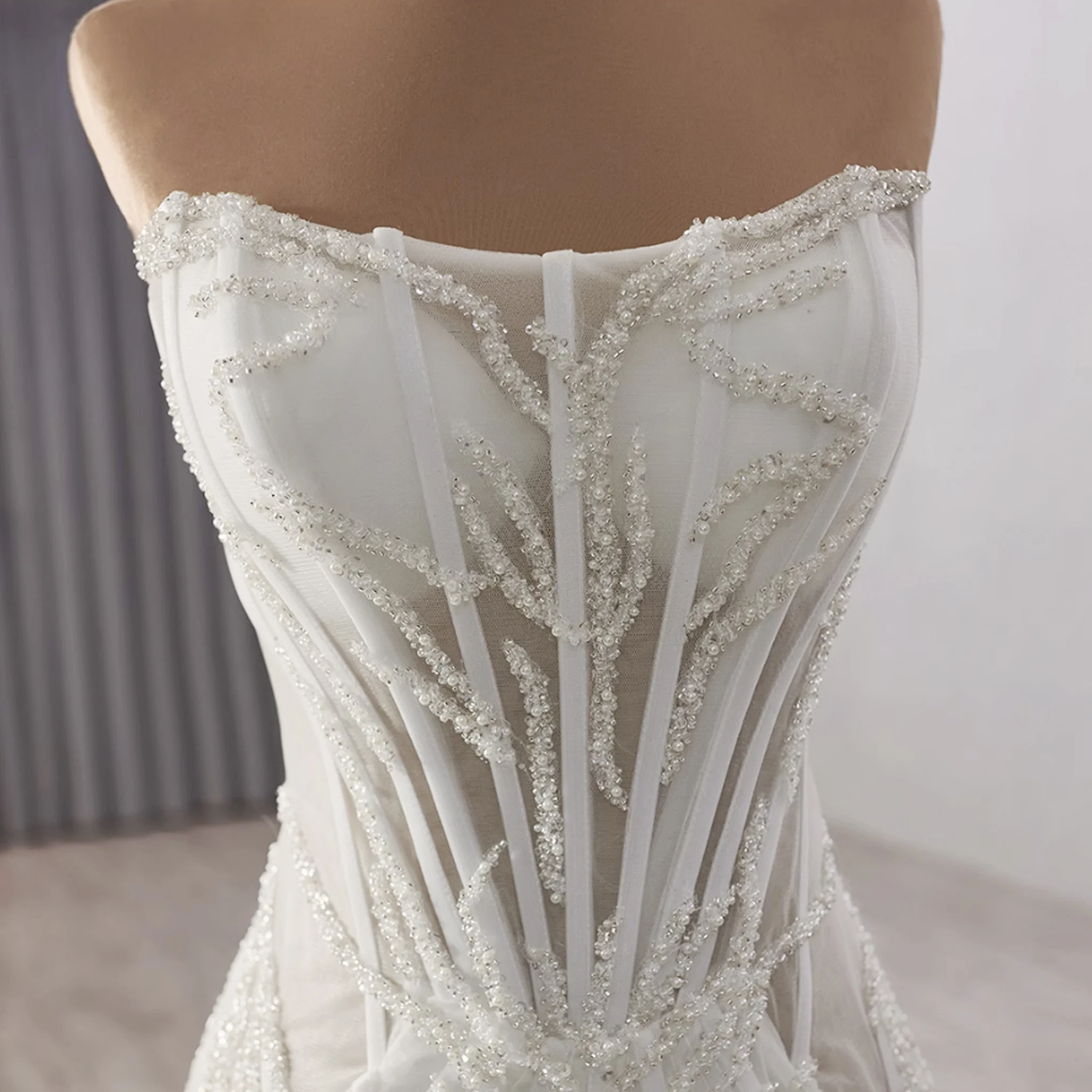 โรซี่เมย์-ชุดแต่งงานทรงเอประดับลูกปัดและเลื่อมสุดเซ็กซี่ ชุดเจ้าหญิงผ้าซีทรูสำหรับเจ้าสาวที่สง่างาม ชุดเดรสผู้หญิงตามเทรนด์