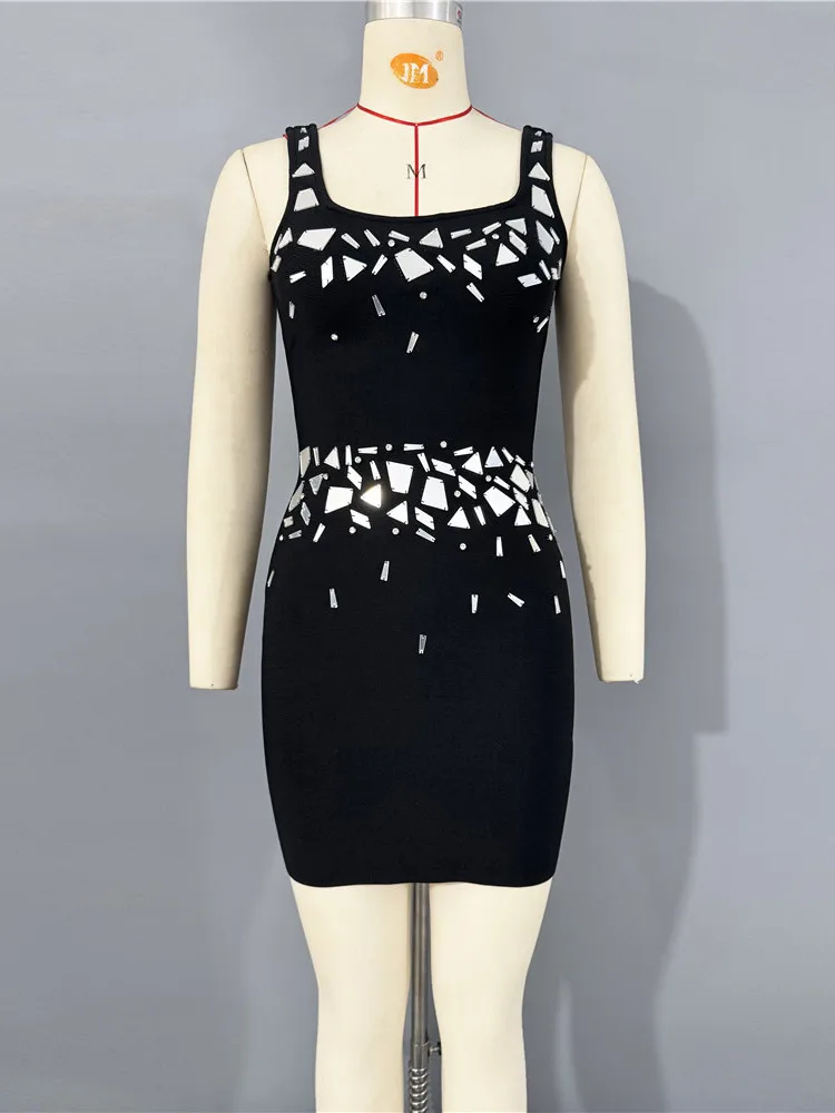 Vestido Corto Sexy sin Mangas de Gasa, Vestido con Banda Elástica, Vestido Informal para Fiesta, Vestido Pequeño, Mezcla de P...