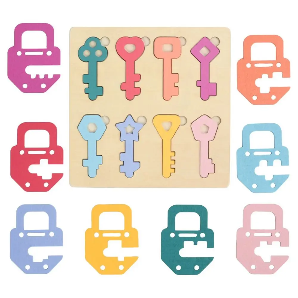 Wooden Locks Keys Baby Lock Key Matching Puzzle Shape Matching Lock Key Game Montessori Educational Matching Puzzle