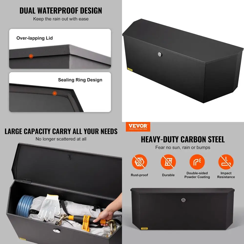 

Устойчивая к коррозии тележка для инструментов на 36 предметов со стальной газовой пружиной и герметичным отсеком для хранения в грузовиках и автодомах, черная