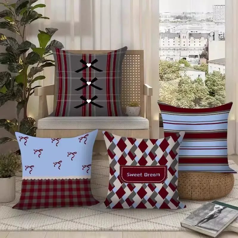 Check Pattern Decorative Pillowcase Living Room Bedroom Square Cushion Pillowcase