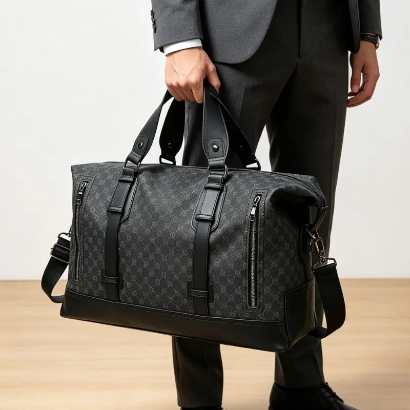 

2026 New Handbags Men Business Travel Totes Large Capacity Top-Handle Bags Men Plaid Letter Crossbody Bag Male Luggage Duffels