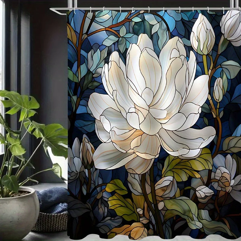 

Набор витражных занавесок для душа в форме лотоса — 12 крючков, художественный декор для ванной комнаты