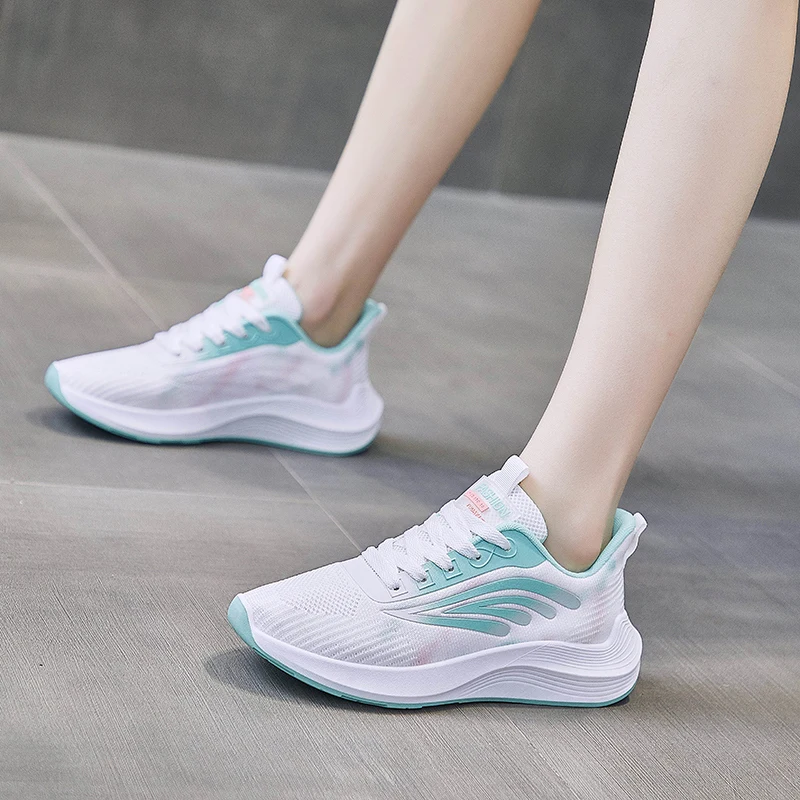 Female New Running Sports Shoes Spring Casual Comfortable Breathable Outdoor Sneakers Cross Tied Lace Up Mesh Footwear Women