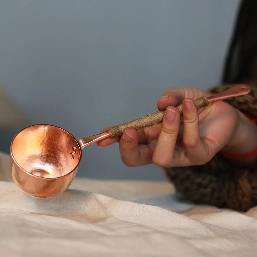 Pure Copper Long Handle Soup Spoon Handmade Ladle for Hot Pot Tea Accessories