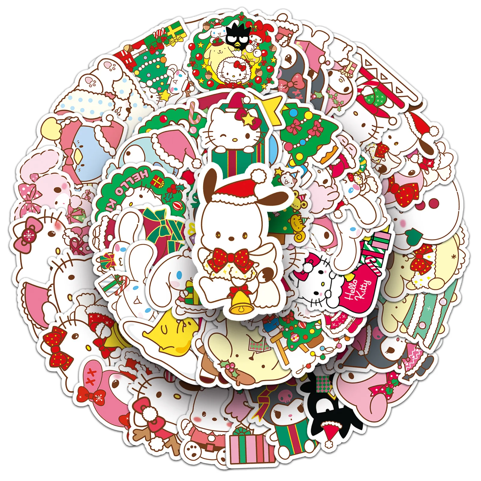 

10/30/50PCS Kawaii Christmas Sanrio Hello Kitty Melody Stickers Kid Toy Cute Cartoon Decals For Scrapbook Phone Fridge Suitcase