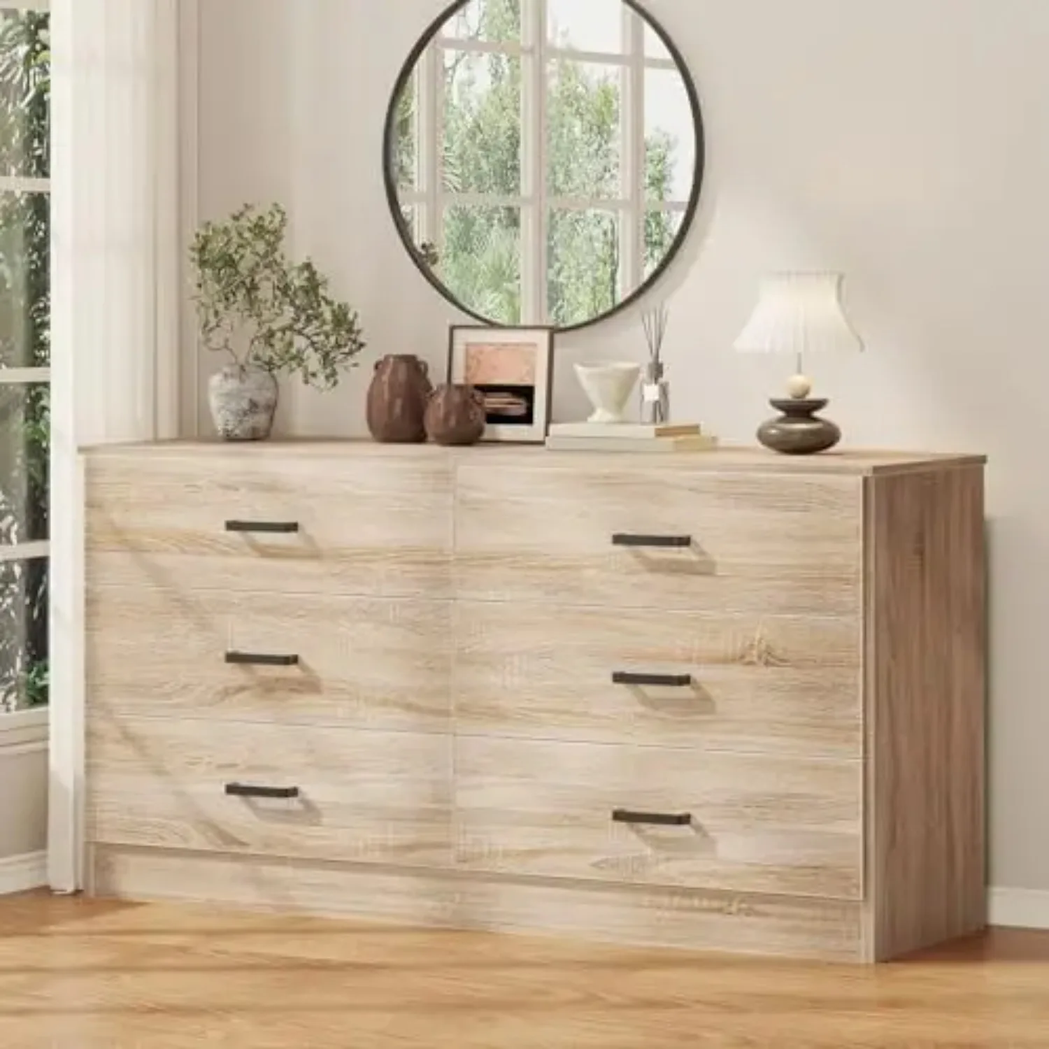 Dresser for Bedroom, 6 Drawer Double Dresser, Modern Chest of Drawers with Deep Drawers, TV Stand Large Storage