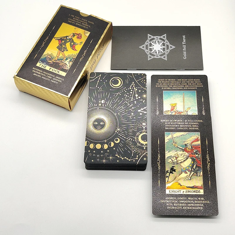 Cost Worthy Deluxe Gold Foil Tarot Cards With Booklet Board Game of Oracle Deck For Beginners