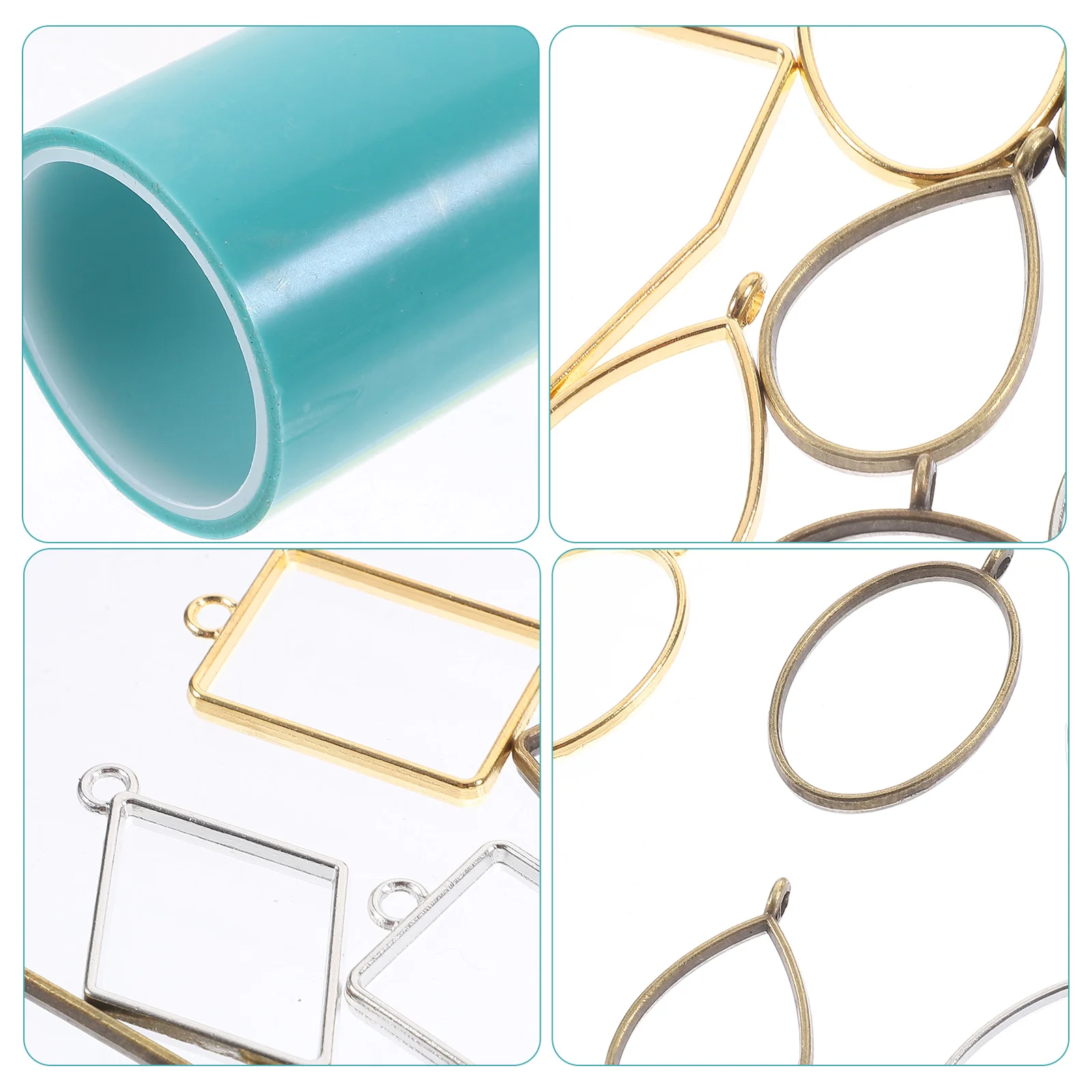 

55 Pcs Metal Frame Tape Jewelry Bezel Pendants Hollow Making Blank Frames Charm