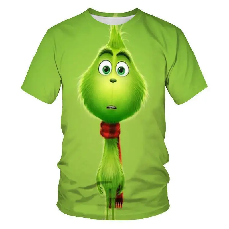 Hot sale Christmas green monster boy T-shirt 3d printing fashion trendy printed short sleeve