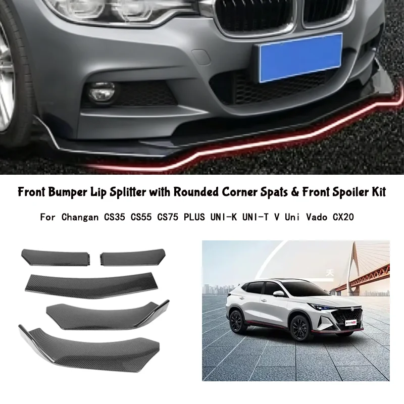 5-Segment Adjustable Front Bumper Lip Splitter Body Kit For Changan CS35 CS55 CS75 PLUS UNI-K UNI-T V Uni Vado CX20