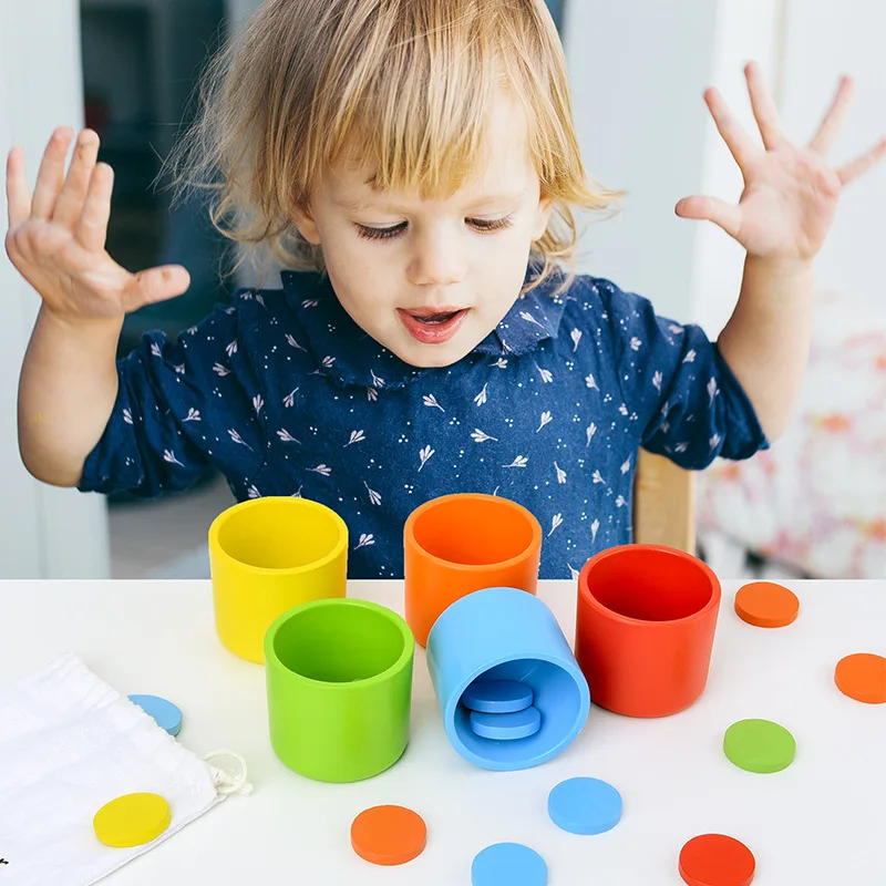 

Color Sorting Cups Montessori Early Education Desktop Game Baby Color Recognition Cognitive Development Preschool Learning Toy