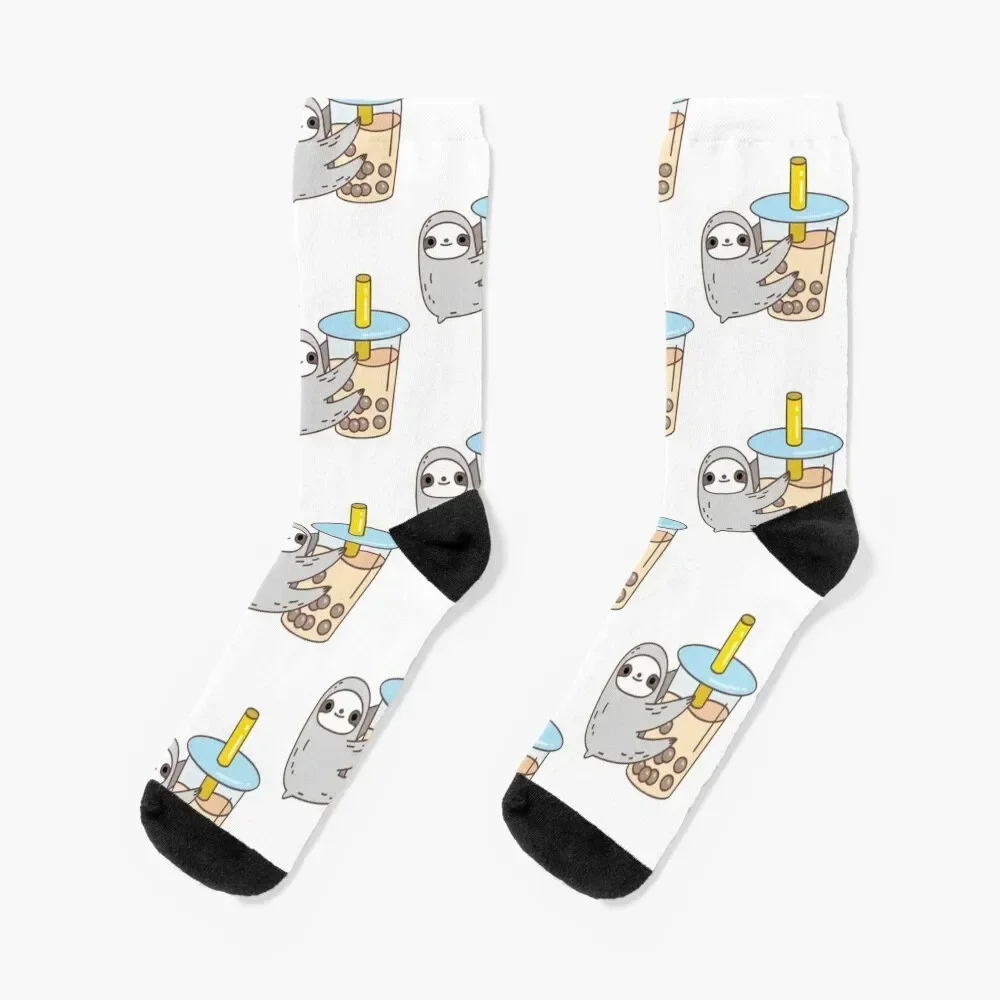 

Sloth hugging Bubble Tea Socks Novelties japanese fashion Men's Socks Women's