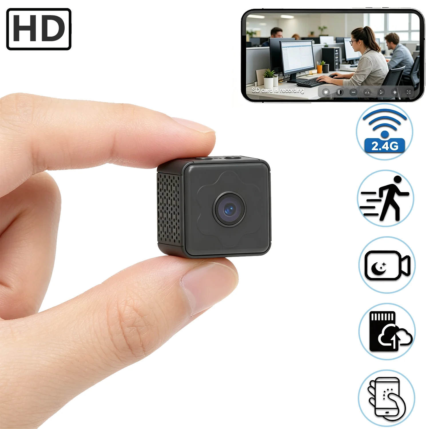 Next-Gen Compact Wireless WiFi Security Camera Super Small Portable Smart Mini Home Camera with Remote Viewing