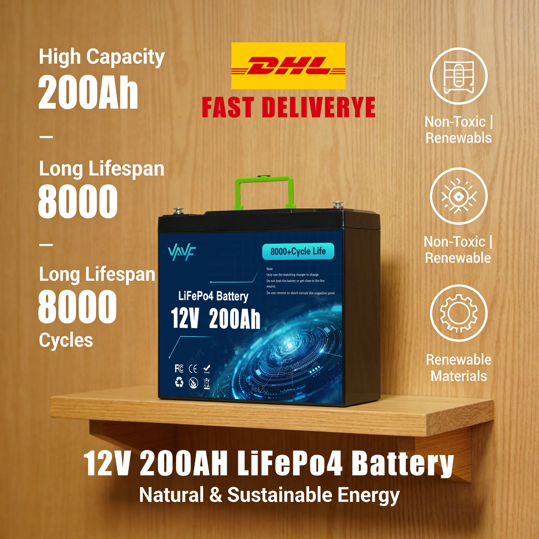 

Интегрированная литий-железо-фосфатная батарея 200 Ач 12 В BMS, 8000+ циклов, разработан для солнечных батарей ✨ Хранение, жильё для кемперов, лодки и автономные жилые помещения