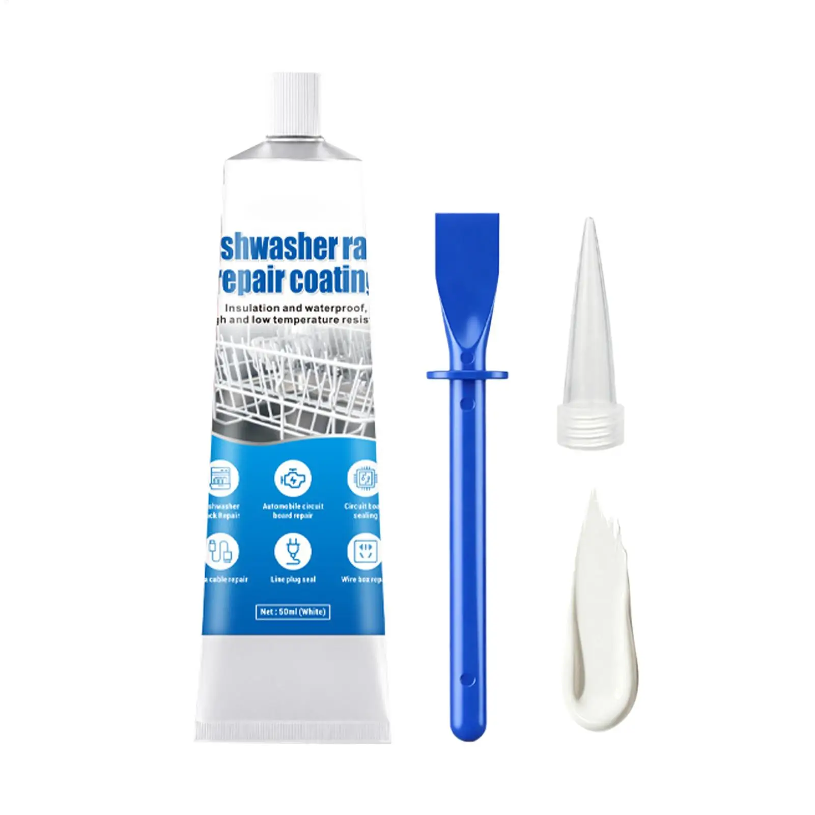 Dishwasher Rack Repair 50ml Anti Rust Glue Paint with Tip and Scraper for Kitchen Appliance Metal Rust Fix Sealant