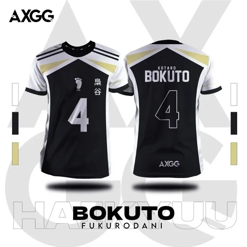 

2024 New 3D Printed Men's Haikyuu Fukurdani Bokuto Anime Knitted T-shirt Summer Casual Fashion Round Neck Children's Adult Top