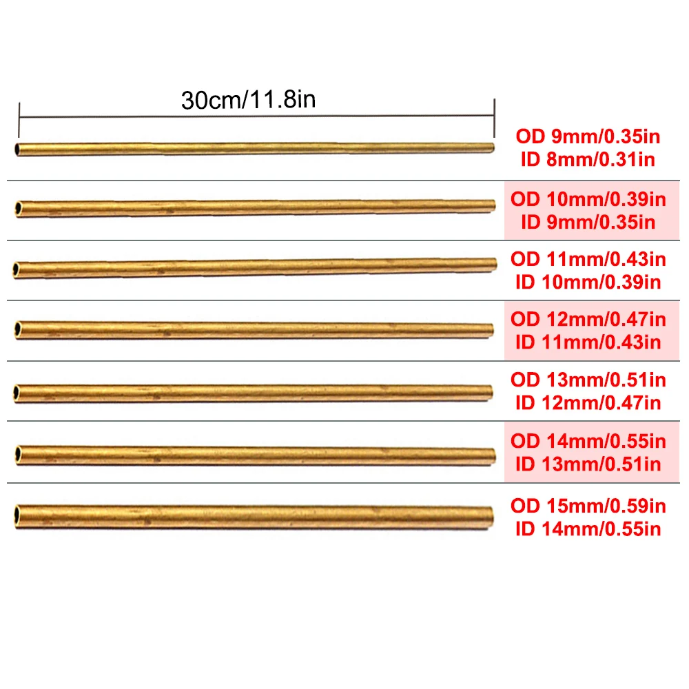 Brass Tubes Diameter 2-15mm Length 300mm Long 0.45mm Wall Brass Pipe Brass Tube Modelmaking Rod Cutting Tool