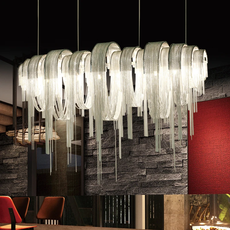 Chain tassel living room chandelier/modern engineering lamp/hotel villa luxury chandeliers/E14  Gift bulbs