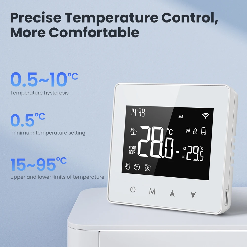 AVATTO Tuya WiFi/ZigBee Smart Thermostat, low Power แบตเตอรี่หม้อต้มแก๊สน้ําอุณหภูมิ Controller สําหรับ Alexa Google Home Alice